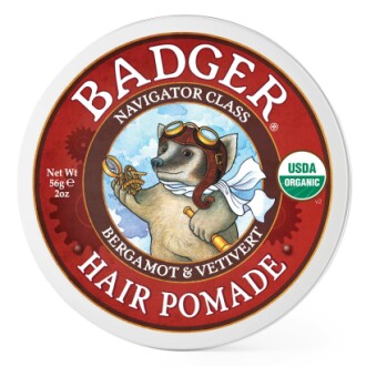 Badger Hair Pomade in a stylish metal tin