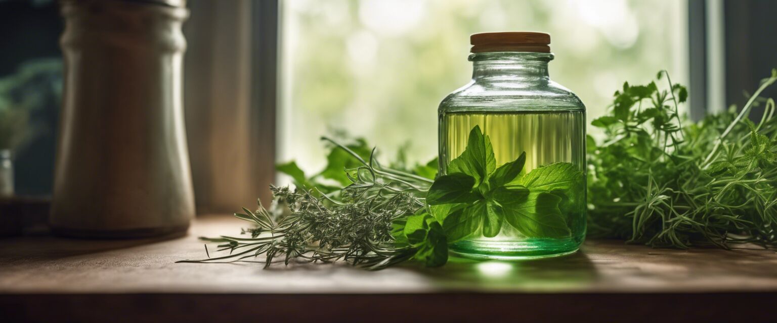 Natural mouthwash in a glass bottle