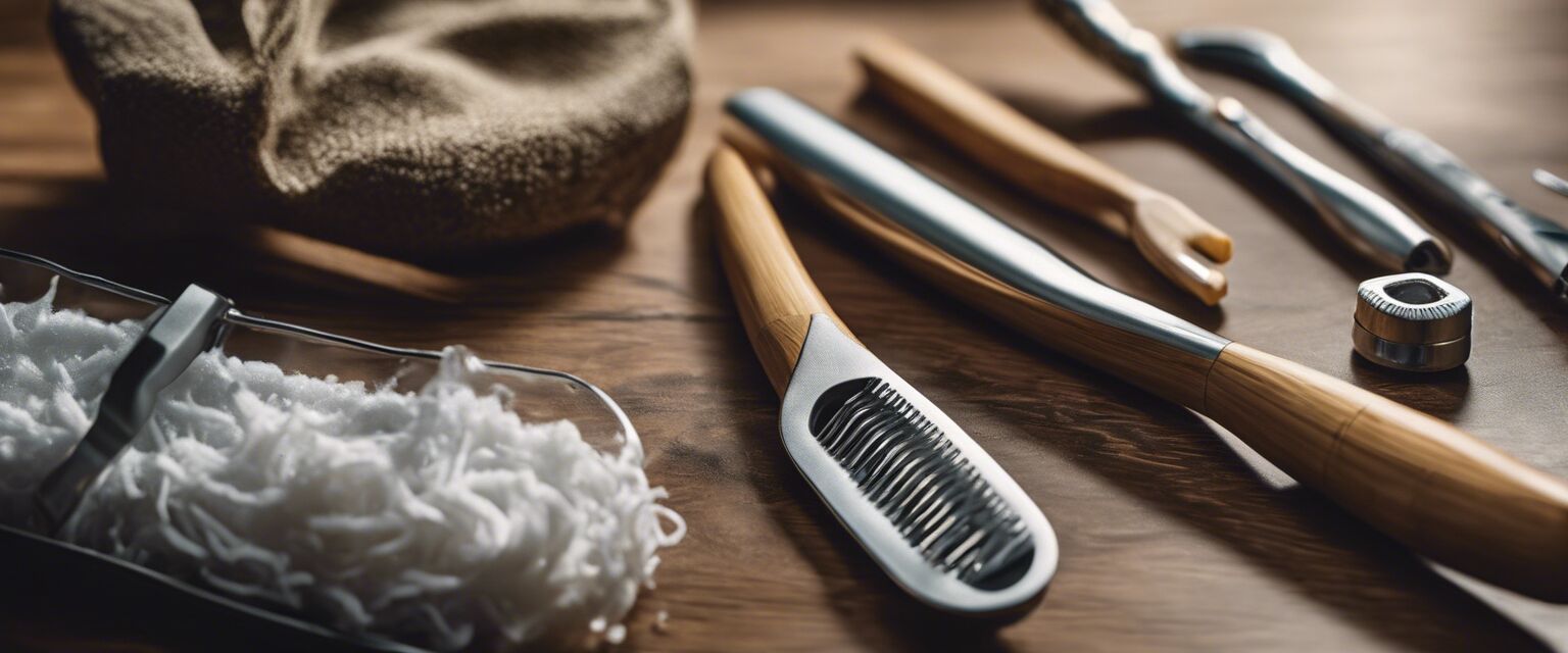 Natural oral hygiene tools on a wooden tray